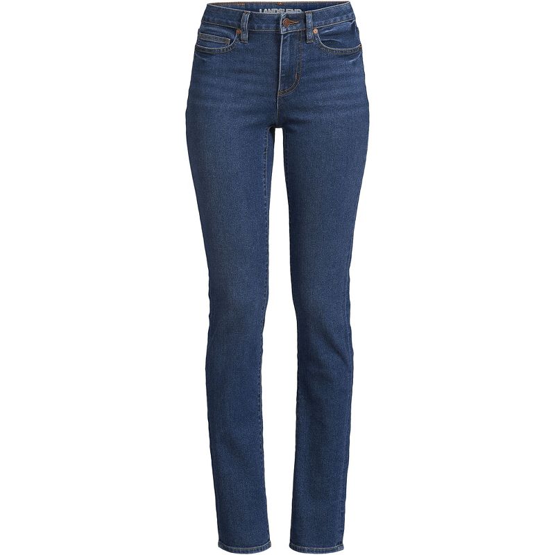 Lands' End Women's Recover Mid Rise Straight Leg Blue Jeans, 3 of 5