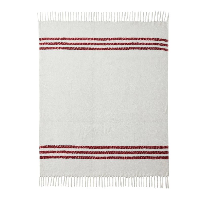 VCNY 50&#34;x60&#34; Tanya Striped Cotton-Rich Throw Blanket White/Red, 4 of 7