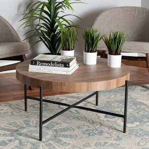 Baxton Studio Umar Modern Industrial Walnut Brown Finished Wood and Black Metal Coffee Table - 1 of 4