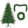 YOOCOZZ Christmas Decoration Set-6FT Pre-Lit Snow Flocked Artificial  Christmas Tree and Garland & Wreath, Colorful LED Lights-8 or 11Lighting Modes - 2 of 4