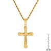 Steeltime 24" 18k gold plated stainless steel double crucifix pendant - 3 of 4