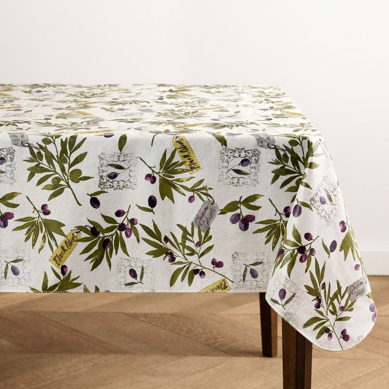 Montalcino Italian Olive Branches Printed Vinyl Indoor/Outdoor Tablecloth - Elrene Home Fashions, 1 of 5
