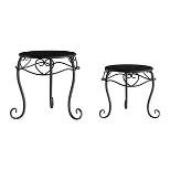 Nature Spring Large Indoor/Outdoor Potted Wrought-Iron-Inspired Metal Plant Stands - Set of 2, Matte Black