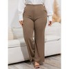 Plus Size Dress Pants for Women Stretch Pull On Flare Pants Pockets Dressy Business Casual Work Pants Khaki 3XL - 3 of 4