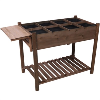 YONWAY Wooden Raised Garden Bed, Wood Outdoor Garden Raised Planter Box with Legs for Vegetables, Backyard, Patio