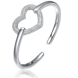 Guili 14K Gold-Plated Sterling Silver CZ Heart Halo Ring in White or Gold—Dazzling, Elegant, and Perfect for a Chic, Stylish Look. - 1 of 3