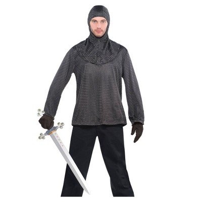 Chain Mail Tunic and Hood Man Halloween Costume Accessory