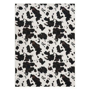 Coolmee Cow Print Rugs for Bedroom, Cowhide Door Mat Indoor Entrance, Animal Print Entryway Throw Rugs,Black Brown Fusion - 1 of 4