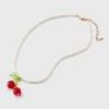 Acrylic Pearl Necklace with Cherry Pendant - Wild Fable™ White/Red: Lobster Claw Clasp, 16" Beaded Necklace, Acrylic Material - 3 of 4