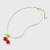 Acrylic Pearl Necklace with Cherry Pendant - Wild Fable™ White/Red - image 3 of 4