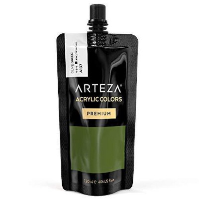 Arteza Acrylic Professional Artist Paint, Olive Green Color, 120ml  - Single Color (ARTZ-8629)
