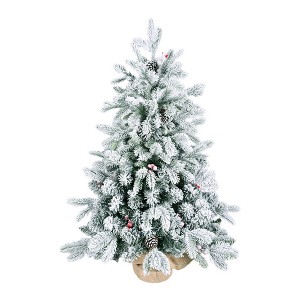 SEVOBAL Artificial Trees Flocked Tabletop Christmas Tree with Pine Cones and Berries for Holiday Decor, Green, 17.5"*25"*36" - 1 of 4