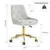 Racxily Armless Office Chair, Velvet Office Desk with Wheels, Adjustable Swivel Accent Chairs, Vanity Seat for Small Spaces - 3 of 4