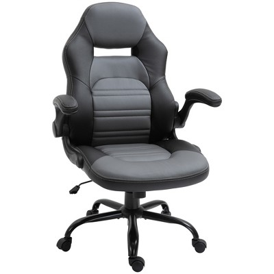 Vinsetto Ergonomic Gaming Chair Executive Home Office Desk Chair with Faux PU Leather TiltAdjustable Height and 360 Swivel Wheels Black/Grey