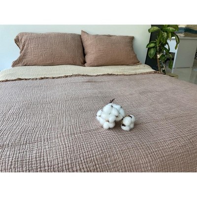 Sussex Home SussexHome Muslin Blanket 4 Layers, Soft Bedspread, 100% Turkish Cotton Muslin Bed Cover, Reversible Coverlet, Brown, 91x95, Queen Size — фото 2