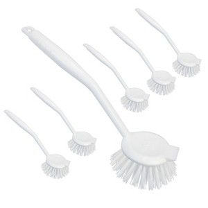 Lola Products Dish Brush w/Scraper, Durable Fiber Non-Scratch Bristles, Ergonomic Non-Slip Grip Handle, for Baked-on & Caked-on Messes, 6 Pack - 1 of 4
