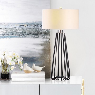 Estill Industrial Chic Black Metal 31" Table Lamp with White Shade