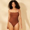 Women's Contrast Binding Pucker Textured High Leg Medium Coverage One Piece Swimsuit - Wild Fable™ - 4 of 4