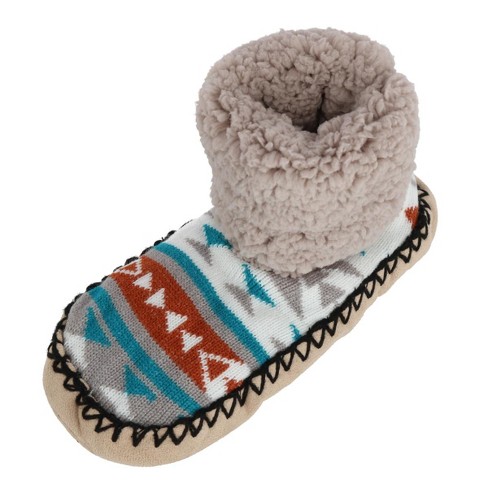 Gold Medal Women s Aztec Print Foldover Bootie Slipper Target
