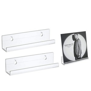 2 PCS Acrylic Record Rack Wall Mounted CD Display Stand - 1 of 4