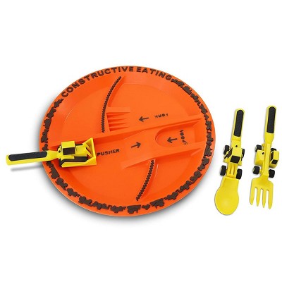 Constructive Eating Construction Themed Plate and Shaped Utensils