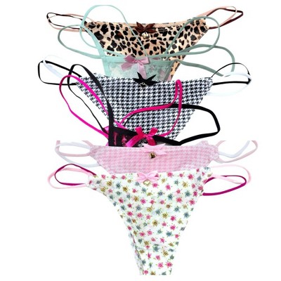 Milanblocks Leopard Print String Panties with Charm Accent