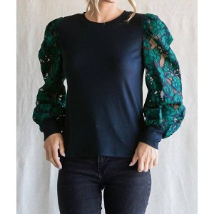 Women's Floral Sleeve Sweater - Jodifl - 1 of 4