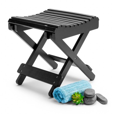 Sorbus Bamboo Folding Step Stool Bench - Great for Bathroom, Spa, Sauna, Collapsable Wooden Seat, Fully Assembled
