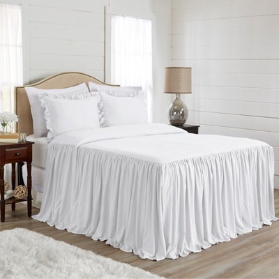 Sweet Jojo Designs Gender Neutral Unisex Queen Duvet Cover Bedding Set Gathered Bedspread White 3pc — фото 3