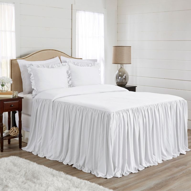 Sweet Jojo Designs Gender Neutral Unisex Queen Duvet Cover Bedding Set Gathered Bedspread White 3pc, 3 of 6