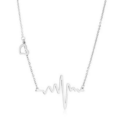 ShineHigh Hana Delicate Heartbeat Necklace for Women – Rose Gold Stainless Steel Chain with Heart Charm – Minimalist Pulse Pendant Jewelry