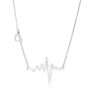 ShineHigh Hana Delicate Heartbeat Necklace for Women – Rose Gold Stainless Steel Chain with Heart Charm – Minimalist Pulse Pendant Jewelry - 1 of 1