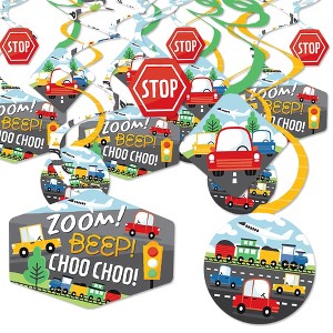 Big Dot of Happiness Cars, Trains, and Airplanes - Transportation Birthday Party Hanging Decor - Party Decoration Swirls - Set of 40 - 1 of 4