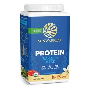 Vanilla Warrior Blend Protein, Vegan Plant-Based Organic Protein Powder with BCAAs and Pea Protein, Sugar Free & Keto Friendly, Sunwarrior, 750gm - 1 of 4