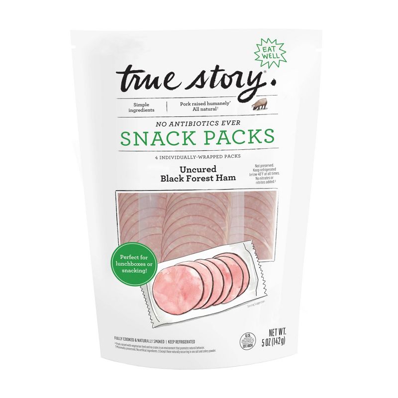 True Story Uncured Black Forest Ham Snack Packs - 5oz, 1 of 5
