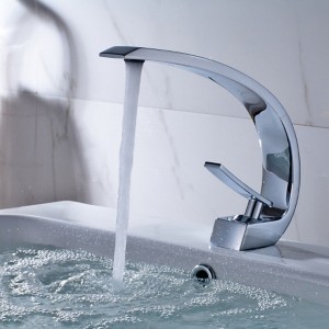 Single Hole Modern Bathroom Sink Faucet, Single Handle Vanity Basin Mixer Tap - 1 of 4