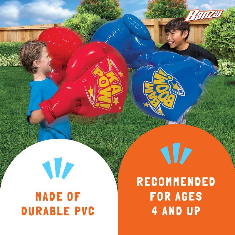 Banzai Battle Bop Combo Pack Outdoor Backyard Inflatable Toy Boxing Gloves and Bump and Bounce Body Bumpers for Ages 4 and Up, 2 Pairs Each, 4 of 7