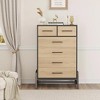 Wooden 4+2 Dresser for Bedroom, 46.6" Tall Drawer Dresser With Storage Freestanding, Closet Dresser for Living Room, Bedroom, Natural Oak+Black - 2 of 4