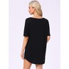 INSPIRE CHIC Women's Soft V Neck Curved Hem Comfy Oversized Nightshirt with Chest Pocket - 3 of 4