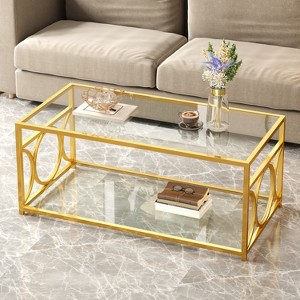 GDFStudio Quico Modern Luxury Tempered Glass and Metal Coffee Table ...
