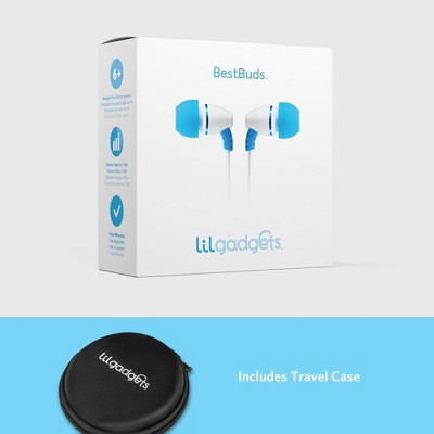 LiLGadgets BestBuds Kids Earbuds for School - Safe & Comfortable, Volume Limited, Wired in-Ear Kids Ear Buds - Blue