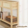 Coolmee 43 Inch Rattan Console Table, Entryway Table with 2 Drawers Storage Shelf Woven Design, Farmhouse Sofa Table TV Stand for Living Room - 3 of 4
