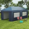 Resenkos Backyard Garden Canopy, Camping Canopy Screen Tent,10' x 19.5' Pop Up Canopy Tent w/ Sidewalls, Leg Weight Bags, Wheeled Carry Bag, Blue Dark - 3 of 4