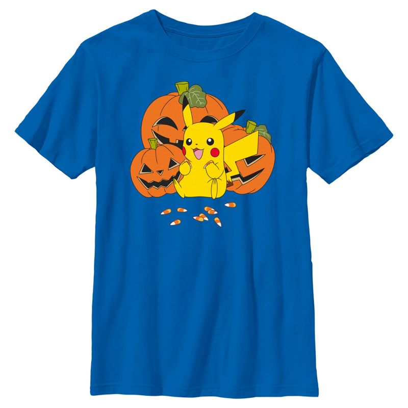 Boy's Pokemon Halloween Pikachu Jack-O'-Lanterns T-Shirt, 1 of 6