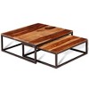 vidaXL Nesting Table Set of 2 Coffee Table Side End Table Solid Wood Sheesham - Brown and Black - 4 of 4