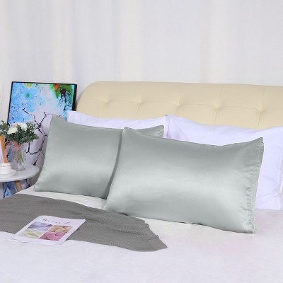 4 Pcs Standard 20"x26" Silk Satin Luxury Cooling Pillowcase Light Gray  - PiccoCasa