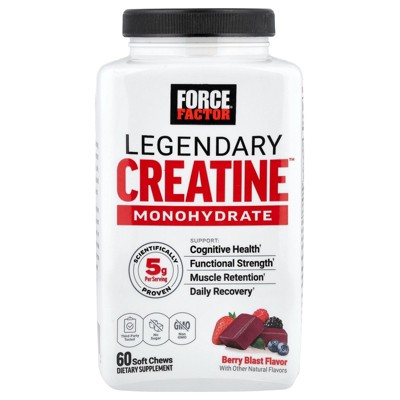 Force Factor Legendary Creatine Monohydrate, Berry Blast, 60 Soft Chews (2.5 g per Chew)