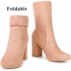 Perphy Women's Rounded Toe Block Heeled Foldable Non-Zip Sock Ankle Boots - 3 of 4