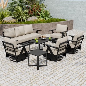 EAGLE PEAK Urban Slate 7 Piece Modern Outdoor Patio Furniture Set, Couch, Patio Chairs, Coffee Table, and Side Table - 1 of 4