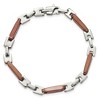 Black Bow Jewelry Men's Stainless Steel & Cognac Plated Link Bracelet, 8.25 Inch - 3 of 4